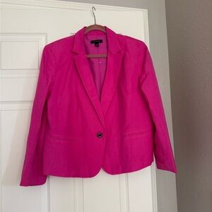 Ann Taylor Newbury Blazer in Linen, Size 16, bright pink